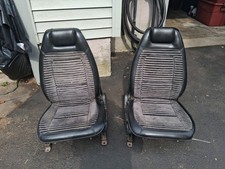 1970.s 1980.s Vintage Bucket Seats Leather Cloth Lumbar With Tracks