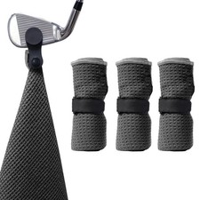 Microfiber Golf Towels 3 Pack, Magnetic Clip, Fast Drying, Carry Pouch, Black