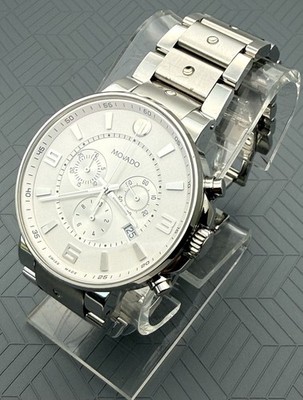 Swiss Movado SE Pilot Chronograph Silver Dial S.Steel Men s Model # 0606575