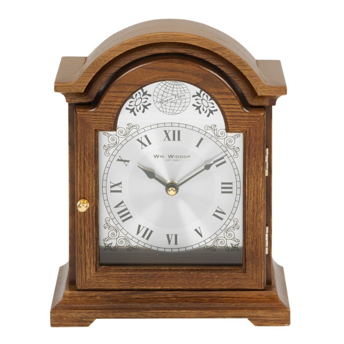 Widdop Broken Arch Wooden Mantel Clock  24CM W2619 - SLIGHT MARK ON BASE