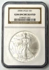 2008 American Silver Eagle S$1 NGC Gem Uncirculated Classic Brown Label .999 S1