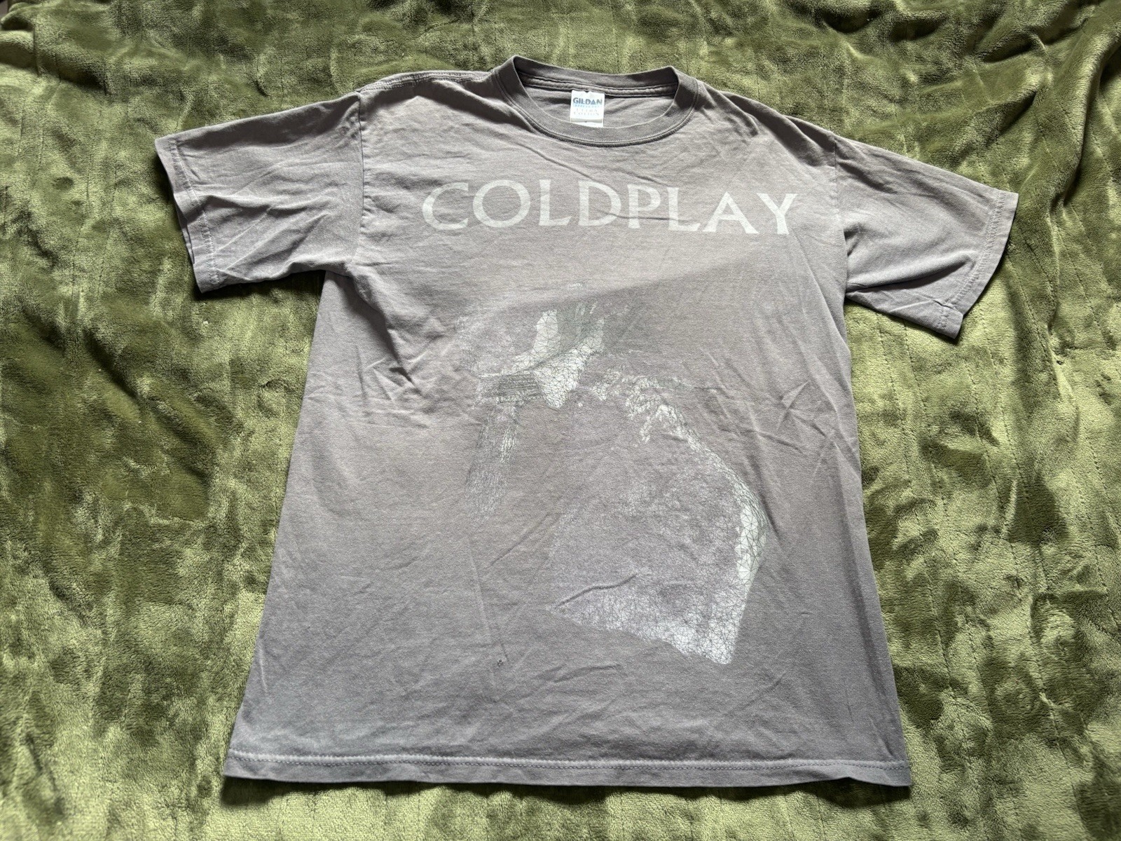 Vintage Coldplay Shirt Mens Medium Gray Faded Distressed CEO Band Concert Tour
