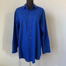 J Ferrar Dress Shirt L 16-16 1/2 32-33 Blue