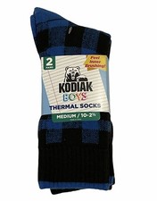 KODIAK THERMAL SOCKS 2 PAIR BOYS Blue Black Medium 10-2.5 Soft