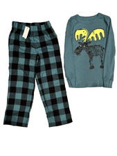 Gymboree boys size 6 Teal Black Moose Pajama Set Long Sleeve Shirt Long Pants