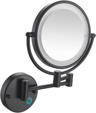 LED Makeup Mirror with Lights, 10X Magnification, Wall Mounted, Black