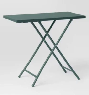 New 32" Steel Rectangle Folding Outdoor Portable Metal Side Patio Table Dk Green - Image 1 of 4