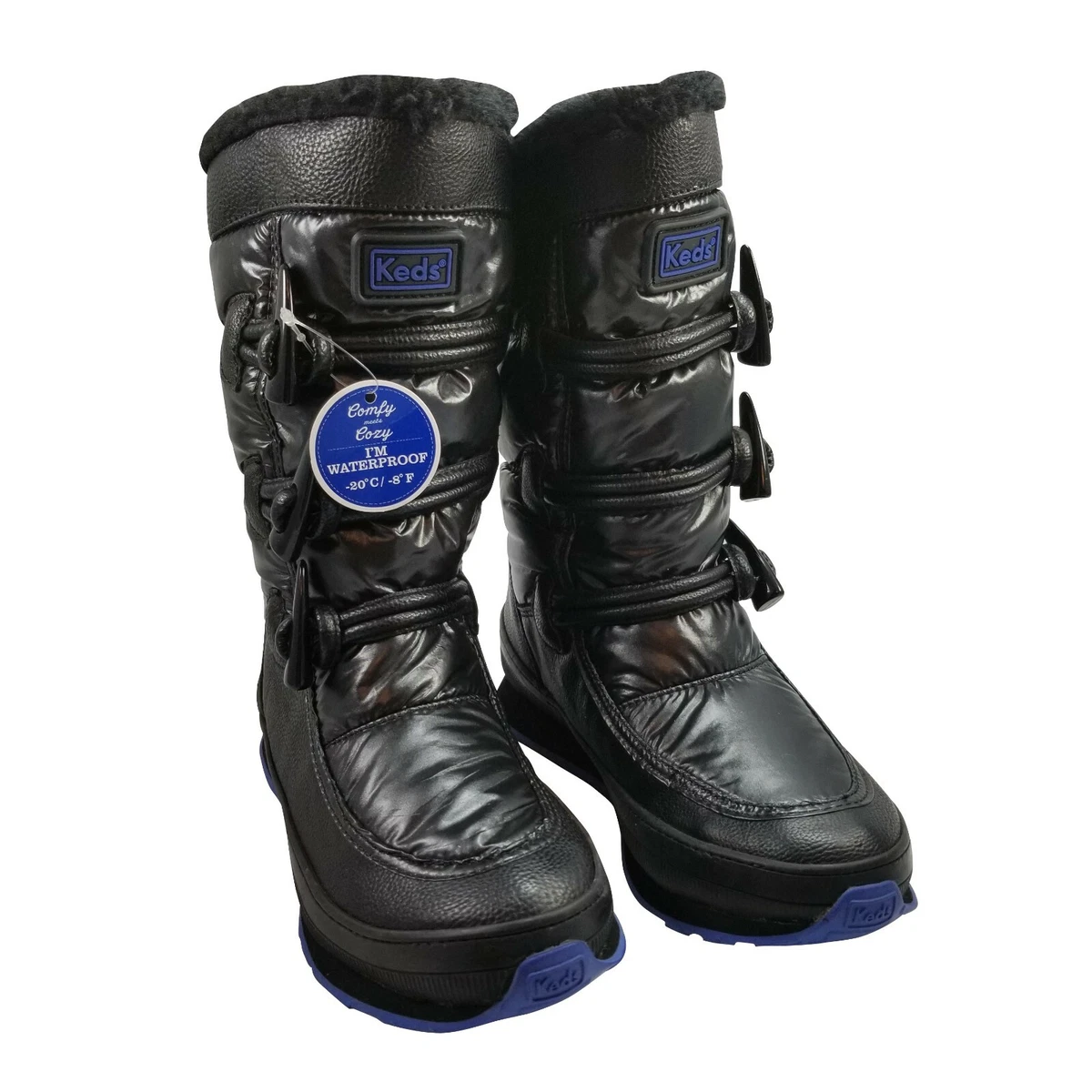 Keds Powder Puff Waterproof Snow Boots Size 6 Black Blue eBay