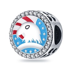 Genuine Sterling Silver 925 American Eagle President Seal USA Stars Stripe Charm