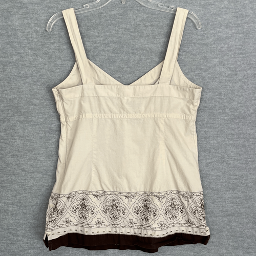LOFT Y2K Babydoll Sequined Top Womens 4 Sequins Beige Brown Boho Tank Sweetheart - Picture 7 of 11