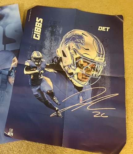 JAHMYR GIBBS Detroit Lions Poster/Program from 2024 NFL Home Game vs. Bears - Picture 1 of 3
