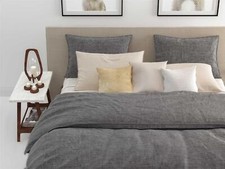 Zo! Home Cotton Bettwäsche 155x220 cm Lino Dark grey grau  meliert uni