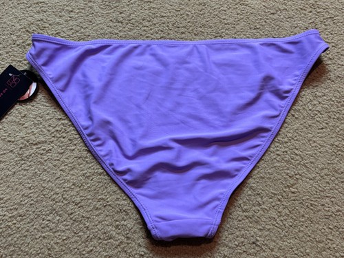 NWT Purple Y2K Style Rhinestone V-Front Purple High Leg Hi Cut Bikini Bottoms XL - Picture 3 of 3