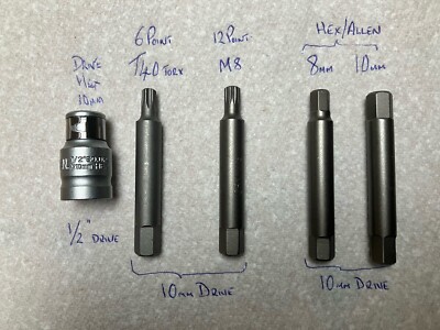  x5 Werkzeuge T40 6 Punkt Torx, 12 Punkt Spline M8, Sechskant-/Inbusschlüssel 8 mm & 10 mm Set
