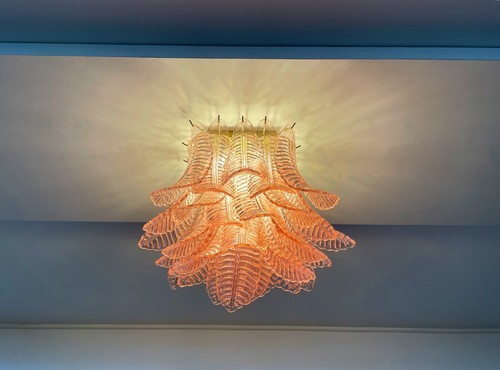 Murano ceiling lamp – 32 pink felci glasses - Picture 11 of 16