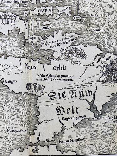 Historic Antique Old Vintage MAP 1500's 1540: The Americas: Earliest! Reprint - Picture 5 of 8