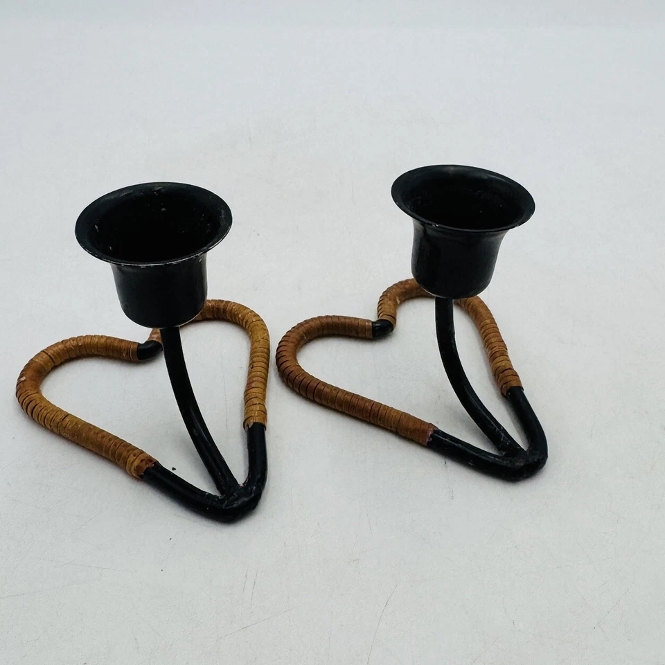 Boho Wrought Iron Taper Candle Holders Modern Heart Shaped Farmhouse Country - Image 2 of 4