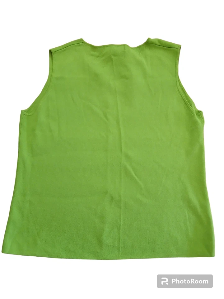 KIKIT Lime Green Sleeveless Top With Circle Buckle Sz LG Women's Low Cut - Image 2 of 4