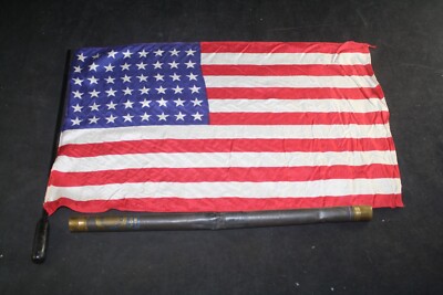 1930 BOSTON AMERICAN LEGION 48 STAR PARADE FLAG 12X17'' W/HANDLE PROTECTIVE TUBE
