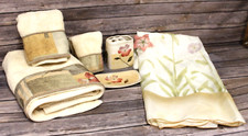SET OF 6 BATHROOM TOOTHBRUSH HOLDER, SOAP DISH  SHOWER CURTAIN, TOWELS FLORAL