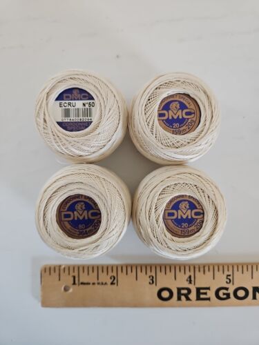 LOT OF 4 DMC Cordonnet Special ECRU Needlepoint Crochet Thread Cotton France