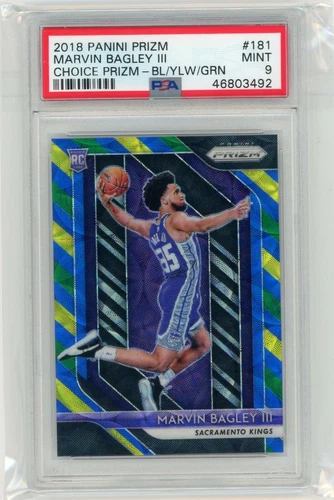 2018 Panini Prizm #181 Marvin Bagley III Choice Prizm Blue/Yellow/Green PSA 9