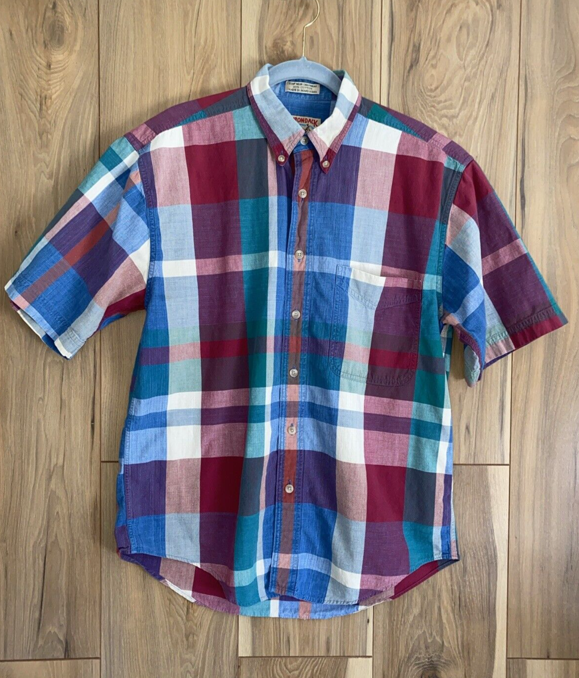 FILA Camicia Adirondack Savile Row Uomo Vintage Taglia M Surf Wash Chambray a quadri