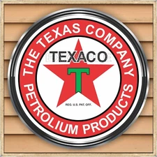 TEXACO GAS STATION OLD SIGN REMAKE SQUARE ALUMINUM SIZE OPTIONS UP TO 36" X 36"