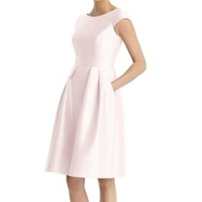 ALFRED Sung cap sleeve pleated cocktail dress blush pink 4