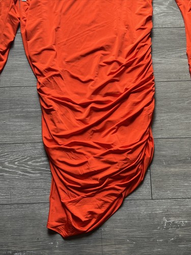 Vestido ajustado naranja manga larga Open Edit negro talla 2x fruncido sexy en ángulo lateral - Imagen 13 de 19