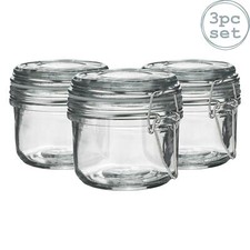 Glass Storage Jars Airtight Clip Top Lid Food Preserve Preserving Jar 125ml x3