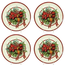 NEW Keller-Charles POINSETTIA 8" Melamine Plate Set 4 Christmas Susan Winget