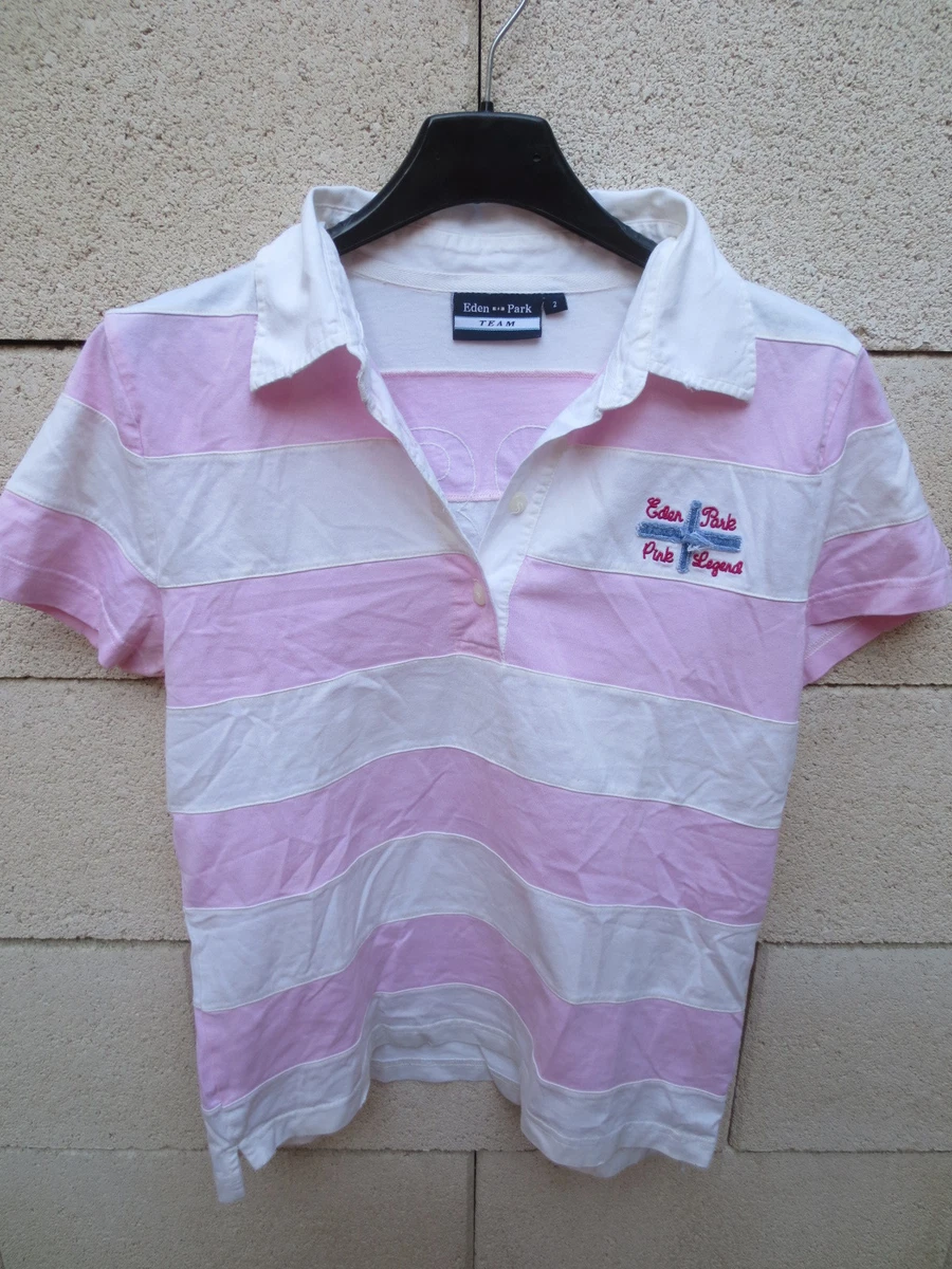 Polo EDEN PARK for her Team rose blanc femme 2 rugby shirt EP 87 broderie