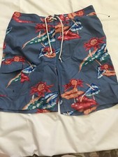 NWOT Mens CHAPS Blue Hawaiian Floral Swim Shorts Trunks Swimsuit Size M