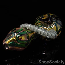 4¾" Golden Spiral Wormhole Tobacco Smoking Pipe Thick Collectible Pipes - P635I