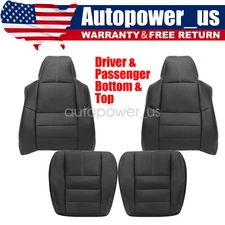 4x For 2008-2010 Ford F250 Lariat Driver & Passenger Leather Seat Cover In Black