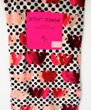 Betsey Johnson Hearts Plush Throw Blanket 50 x 70 Painted Hearts NWT