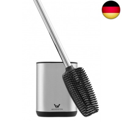 HiWODO Klobürste Schwarz Mit Halter – Silikon-Bürstenkopf, Langer Stiel & Versteckter Aufbewahrung