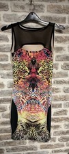 Womens Ladies Sleeveless Short Mini Party Bodycon Dress With Mesh Details Size 8