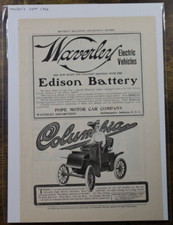 Magazine Print Ad 1903 Pope Motor Car Company Waverly Electric Vehicles
