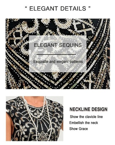 30S Flapper Dresses 1920s Vintage Dress Summer Fringe Beaded Great Gatsby Party - Picture 15 of 28