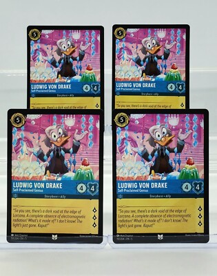 Disney Lorcana Ludwig Von Drake - Self-Proclaimed Genius 151/204 - 4 Cards Set