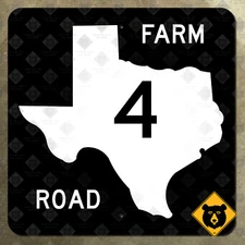 Texas farm to market road 4 highway marker Cleburne route sign map 1965 16x16