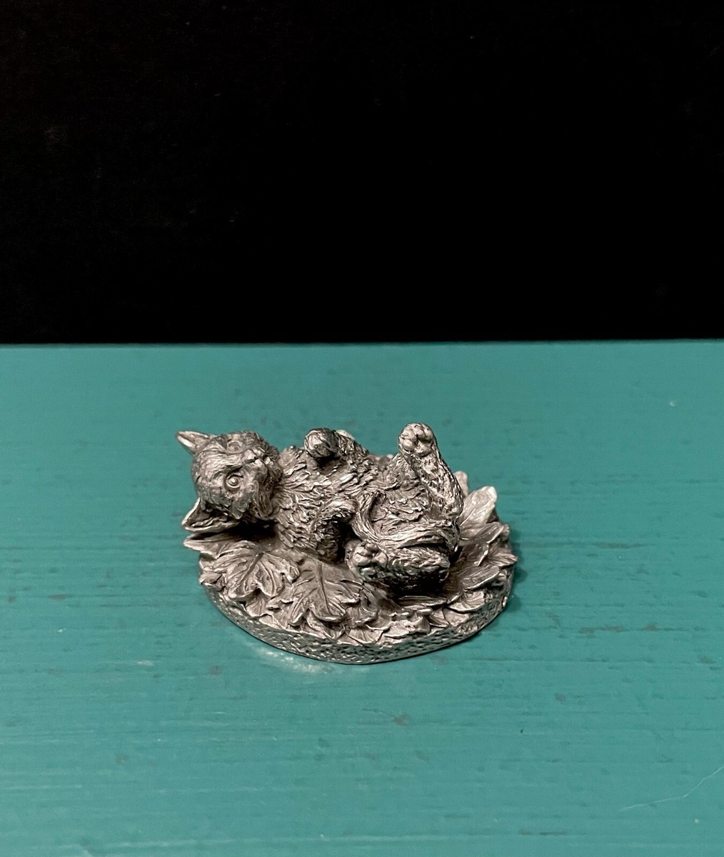 Royal Selangor Pewter Kitty Kitten Cat Playing Animal Diorama Mini
