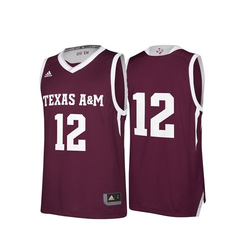 Texas A&M Aggies NCAA Adidas Herren March Madness weinrot #12 Basketball Trikot - Bild 1 von 3