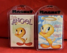 WARNER BROTHERS SET OF TWO TWEETY BIRD ANGEL MAGNETS ATA-BOY SEALED 