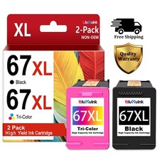 Printer Ink 67XL Black/Color Combo for HP DeskJet 2700 2755 Envy 6055 2PK