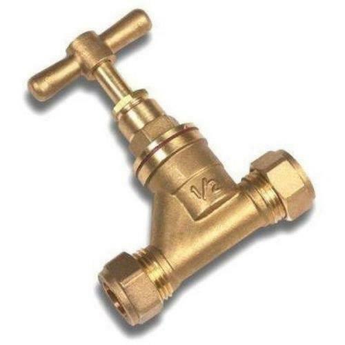 Brass Stopcock Tap Valve Compression 15 Mm Shut off Water Mains Stop