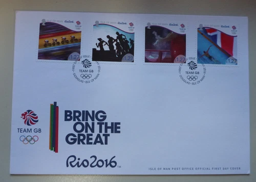 2016 ISLE OF MAN RIO OLYMPICS 4 STAMPS FIRST DAY COVER