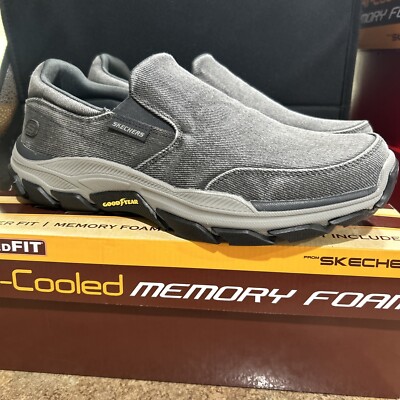 Skechers Shoes Men's Slip-on 11 Relaxed Fit Charcoal Gray Fallston Goodyear